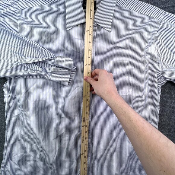 Gitman Bros Button Up Shirt Blue White Striped Fashion Post Louisville 17 35 - Picture 3 of 12